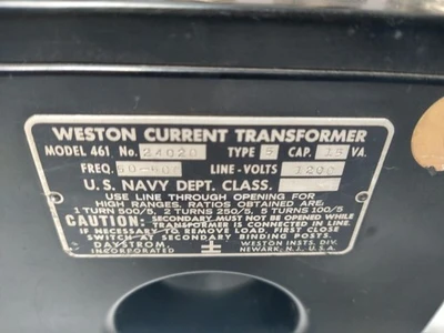 Weston 461 Current Transformer 1200V 15VA Type 5 Navy Class Metering CT