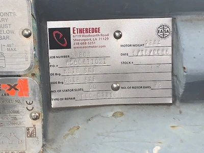 250 hp 1188 rpm 460 volts Reliance Electric AC Motor