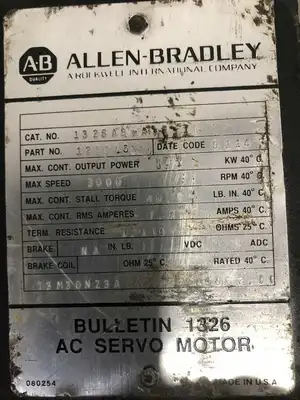Allen-Bradley 1326AB-A3E-11 AC Servo Motor 1.2kW 3000RPM 122245
