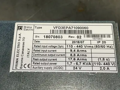 Used PRIMA ELECTRO VFD3EPA71090060 Servo Drives Ohio US | HGR 24 #1280430