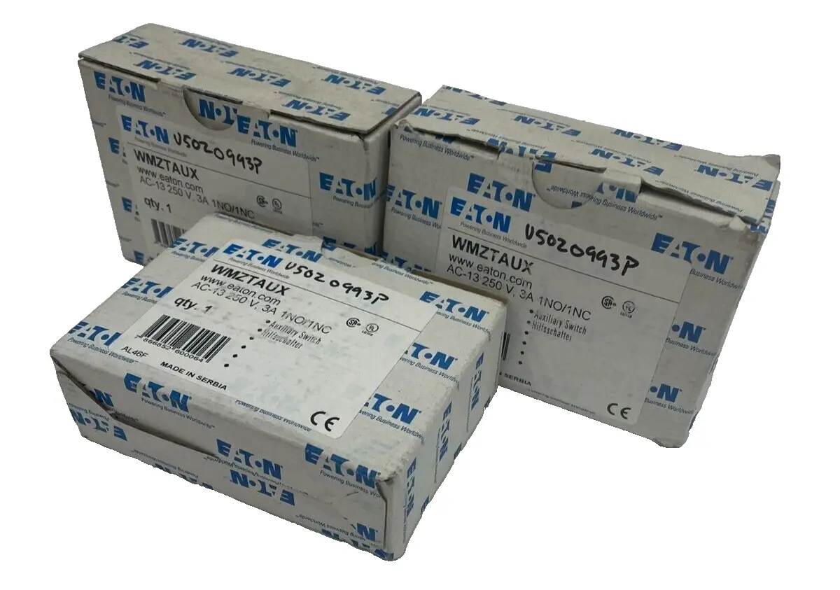 NEW EATON LOT OF 3 WMZTAUX AUXILIARY CONTACT AC-13 250V 3A 1NO/1NC