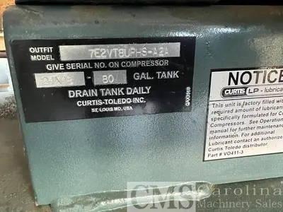 USED CUTRIS 7.5 HP SINGLE PHASE AIR COMPRESSOR