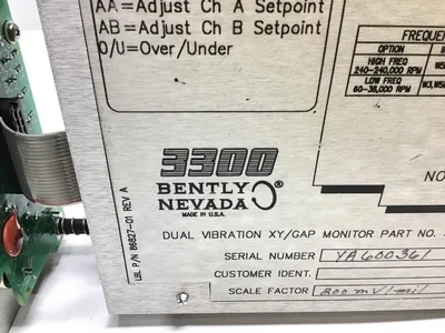 Bently Nevada 3300/16-03-01-00-00-00-00 Dual Vibration XY/GAP Monitor