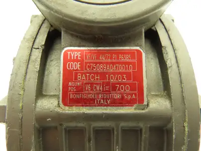 Bonfiglioli VF/VF 44/72 P1 P63B5 Worm Gearbox 700:1 Ratio 2.5 RPM Hollow Shaft