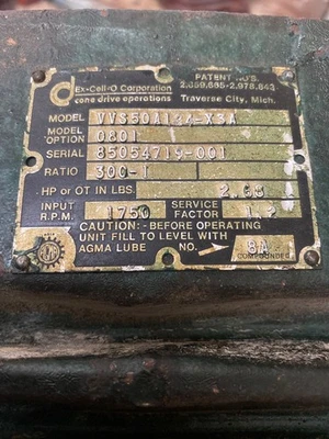 USED CONE DRIVE VVS50A124-X3A
