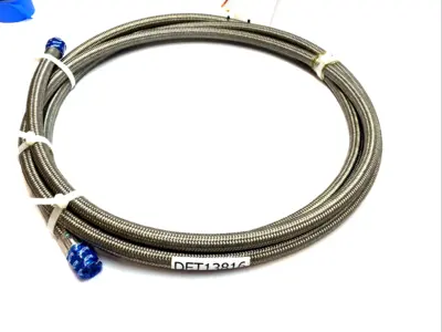 USED GRACO STAINLESS STEEL BRAIDED PTFE HOSE, 4000 PSI JIC 12 COUPLED
