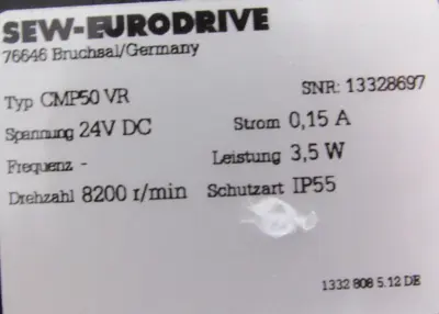 NEW SEW EURODRIVE CMP50L/BK/KY/VR/AK0H/SB1 SERVO MOTOR CMP50VR