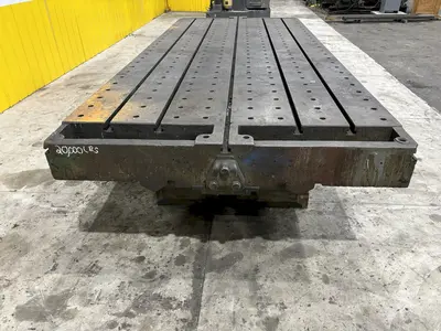 6' X 14'6" HEAVY DUTY T-SLOTTED LAYOUT TABLE ON RAISED BASE: STOCK #21788