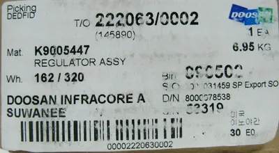 NEW DOOSAN K9005447 REGULATOR ASSEMBLY 162/320 222063/0002 KR36-9N1T 7Y0500B