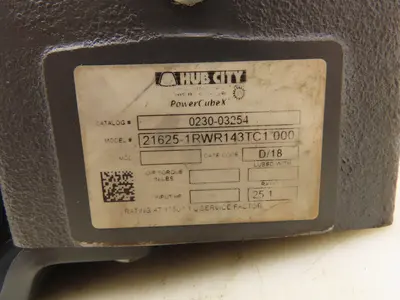 Hub City 0230-03254 PowerCubeX Worm Gearbox 25:1 Reducer 70rpm Hollow Bore 143TC