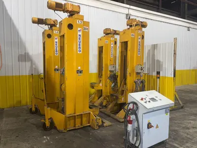 (4) 20 TON (160,000 LBS TOTAL) RAILWAY / NEUERO HEAVY DUTY MOBILE VERTICAL LIFT JACKS: YOBRO #23870