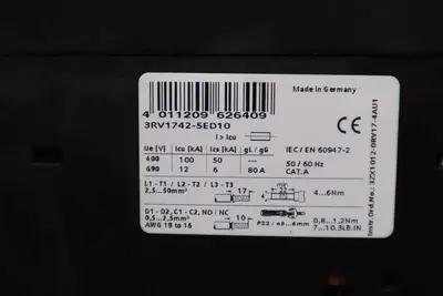 Siemens 3RV1742-5ED10 Circuit Breaker 30AMP STOCK H1428