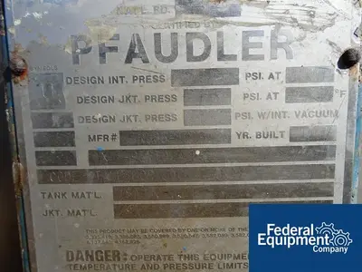 USED Pfaudler 20 Gal Pfaudler Reactor, 316L S/S and Glass,12/100#
