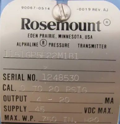 NEW ROSEMOUNT 1151GP5F22M1B1 PRESSURE TRANSMITTER