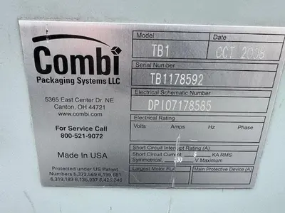USED 2008 COMBI PACKAGING SYSTEMS LLC TB1