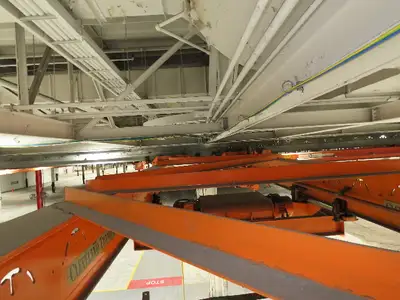 Cleveland Tramrail P&H 4 Ton Double Girder Underhung Bridge Crane 45' 10" Span