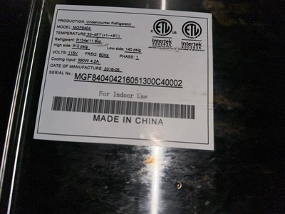 174-0129 Atosa MGF8404GR 72” Self Contained Undercounter Cooler