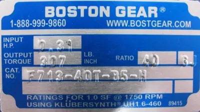 NEW BOSTON GEAR F713-40T-B5-H GEAR REDUCER 40:1 F71340TB5H