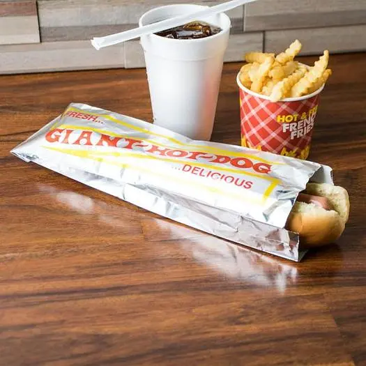 3" x 2" x 12" Printed Foil Hot Dog Bag - 250 / Pack
