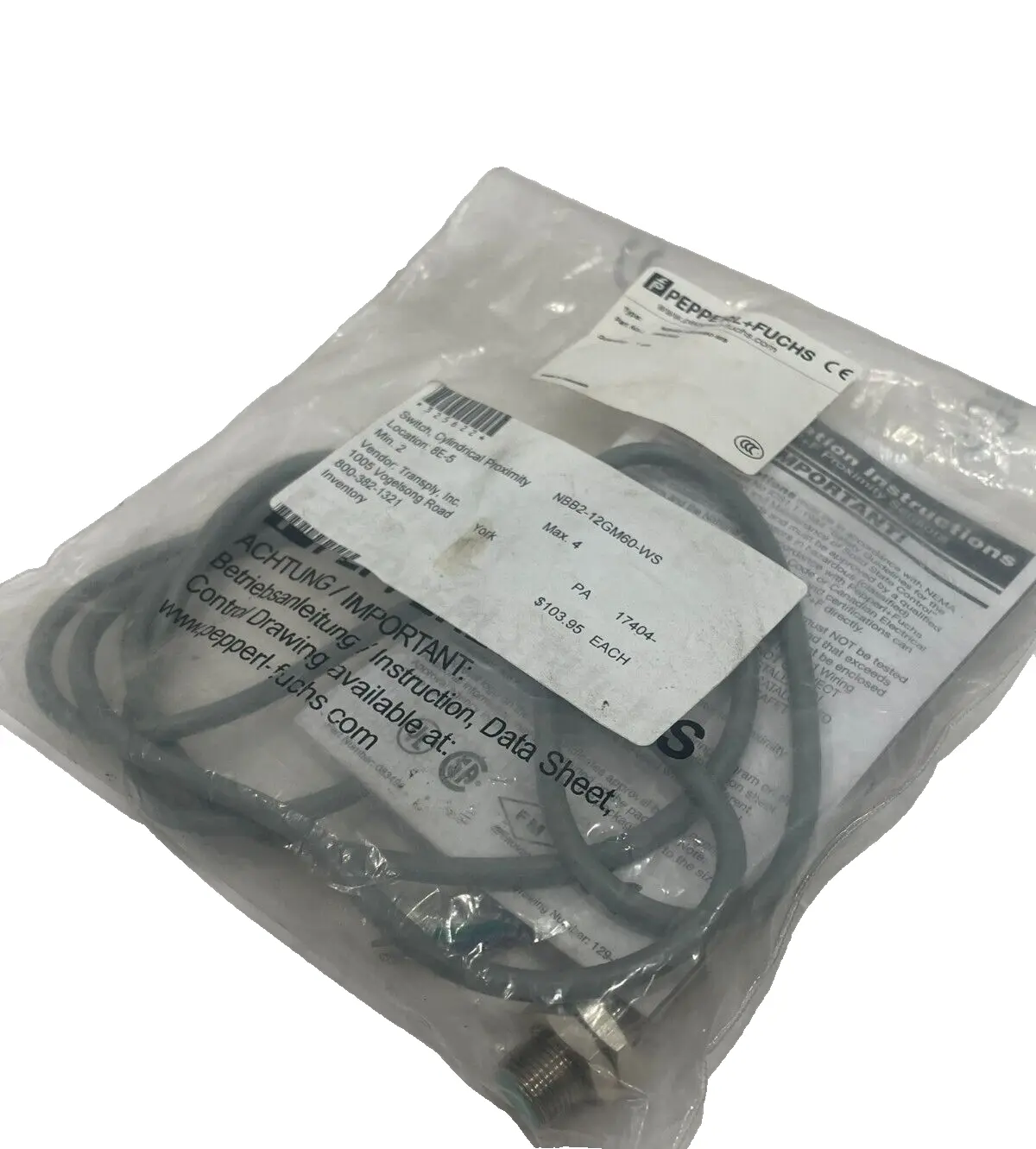 NEW PEPPERL+FUCHS NBB2-12GM60-WS PROXIMITY SENSOR 085292 NBB212GM60WS