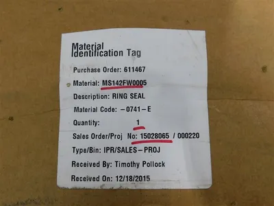 Siemens MS142FW0005 Sealing Ring Assembly Rev. 1 New