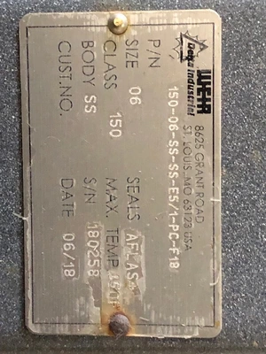 6" Weir Delta Industrial 150-06-SS-SSE5/1-PC-F18 Pneumatic Knife Gate Valve, New Storeroom Spare