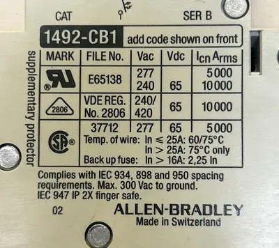 Used ALLEN-BRADLEY 1492-CB1 Miscellaneous Equipment (Electrical & Power) | Surplus Asset Holdings #1200436