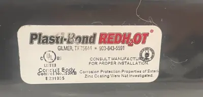 NEW PLASTI-BOND REDH20T C68G CONDUIT OUTLET 2INCH