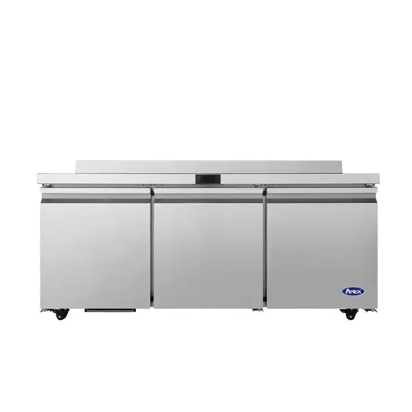 New | in-Stock Atosa New Atosa AWR72SD 72" Worktop Refrigerator with Backsplash - Three Door Commercial Refrigerator Worktop Refrigerators Illinois US | Falcon Restaurant Supply #1373601