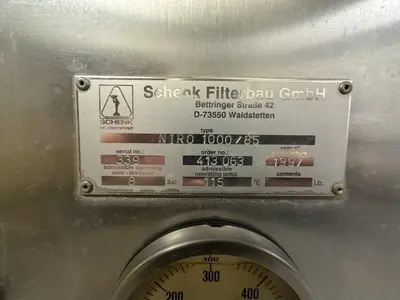1997 SCHENK FILTERBAU GMBH NIRO 1000/85 Filter Press - Plate & Frame | Perry Equipment (4)