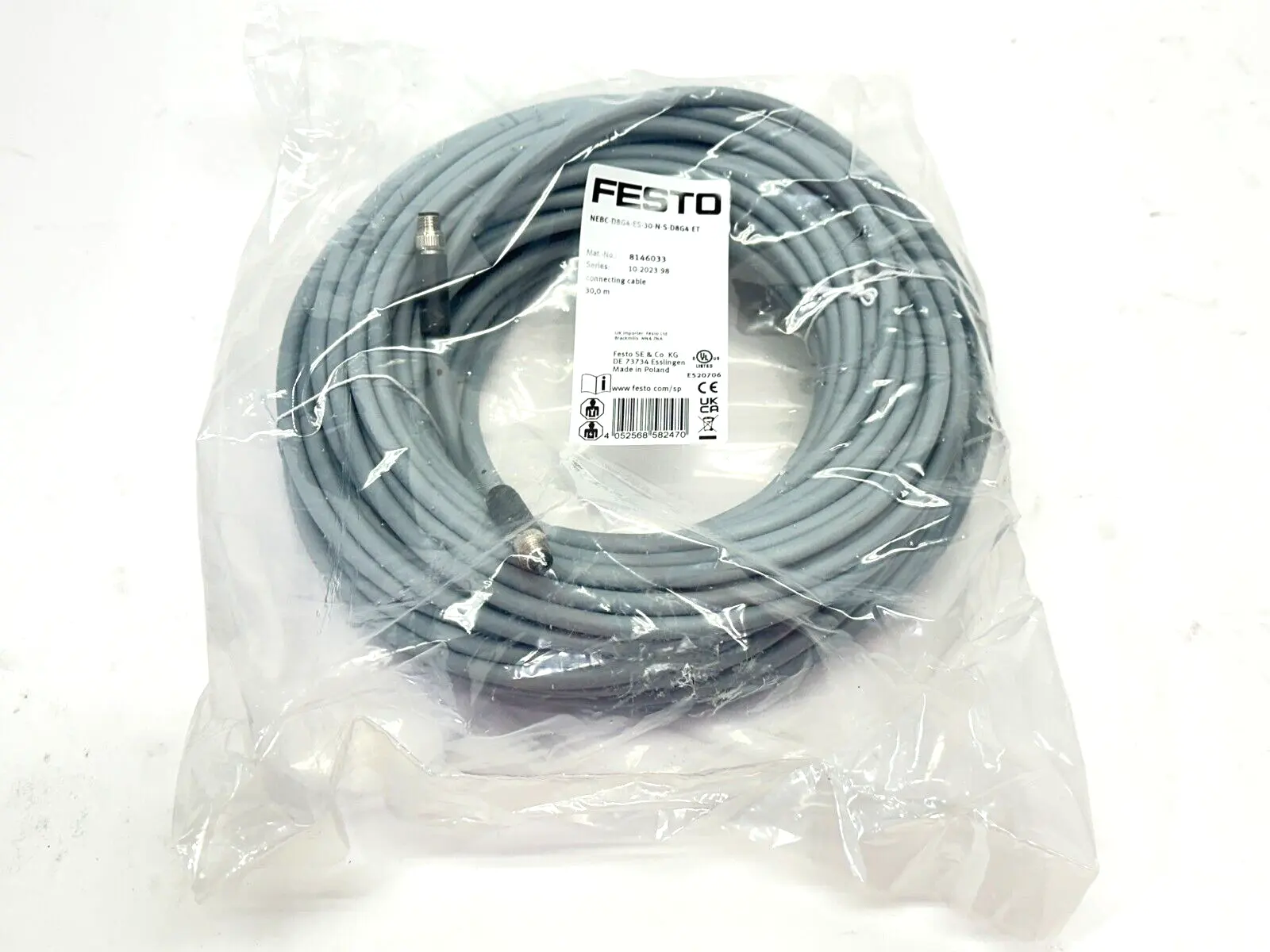 New | in-Stock Festo NEBC-D8G4-ES-30-N-S-D8G4-ET, 8146033 Cable & Wire Michigan US | Maverick Industrial Sales #1463017