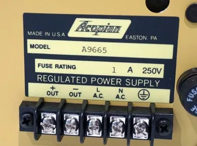 NEW ACOPIAN A9665 POWER SUPPLY 1A 250V