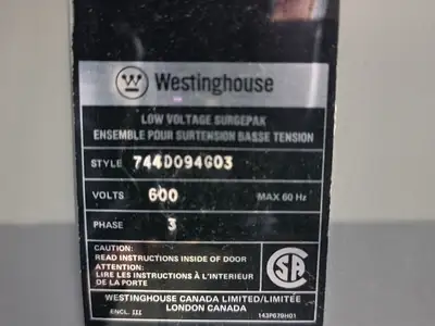 300 kVA Transformer 600 Pri. Volts, 208Y/120 Sec. Volts F60P28T33H5