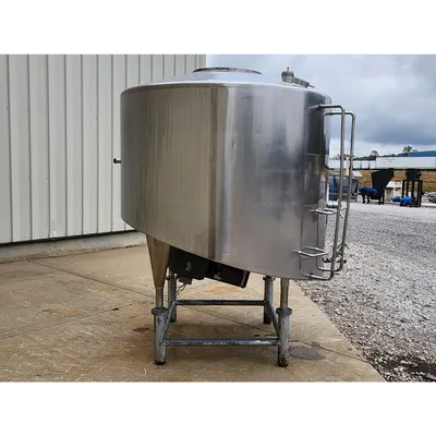 Used Stainless Steel Sanitary Insulated Slant bottom Liquid Tank  - 500 Gallon