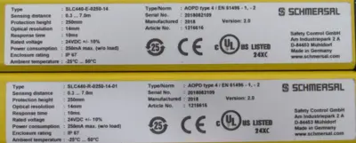NEW SCHMERSAL SLC440-ER-0250-14-01 LIGHT CURTAIN SET 1216616 SLC440ER02501401