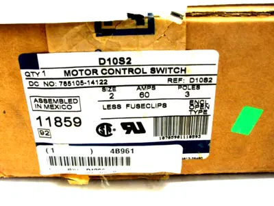 NEW TELEMECANIQUE D10S2 MOTOR CONTROL SWITCH SIZE2 60AMPS 3POLES