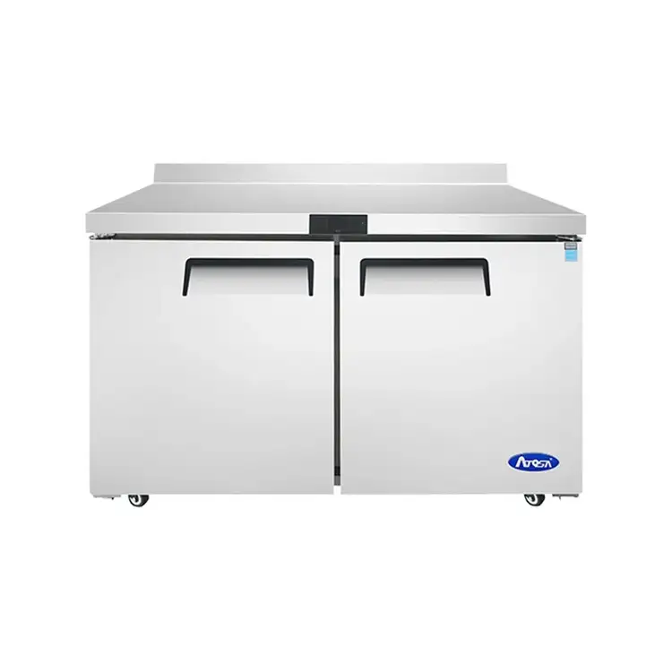 New | in-Stock Atosa New Atosa MGF8413GR 48" (2) Door Worktop Freezer w/ Backsplash Worktop Freezers Illinois US | Falcon Restaurant Supply #1375430