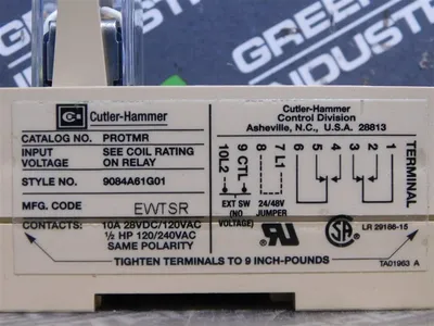 Cutler-Hammer PROTMR Timing Relay Style 9084A61G01 10A 28VDC/120VAC Used