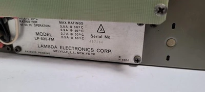 LAMBDA Model LP-534-FM Regulated Power Supply Output 0-120V Max Rating 1.2A