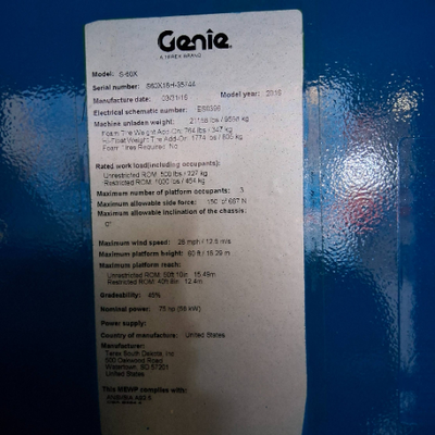 Used 2016 Genie S-60X Manlifts Wisconsin US | Stack Equipment #925063