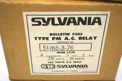 NEW SYLVANIA 5UK6-3-76 PM A.C. RELAY 5UK6376