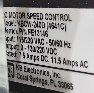 Merrick KBCW-240D / PW-240D / SI-240D DC Motor Speed Control Loc3D46