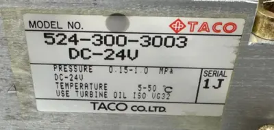 NEW TACO CO. 524-300-3003 SOLENOID VALVE 24VDC 0.15-1.0MPa