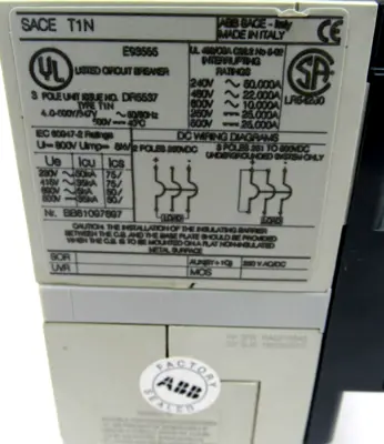 NEW ABB SACE T1N CIRCUIT BREAKER 60A