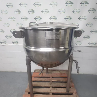 HAMILTON KETTLE 60 GAL. Steam, 1/2'' Jacketed. S#. B-7398 In stainless steel, on legs. # 1459