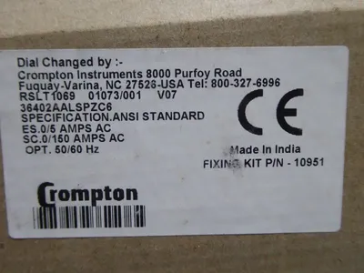 Crompton RSLT1069 Panel Meter 0 - 150 Amperes 36402AALSPZC6 New NIB