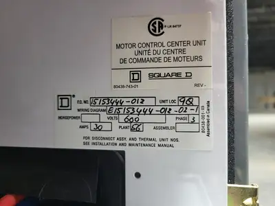 USED SQUARE D MODEL 6