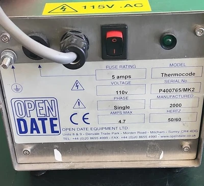 USED Open Date Equipment Thermocode