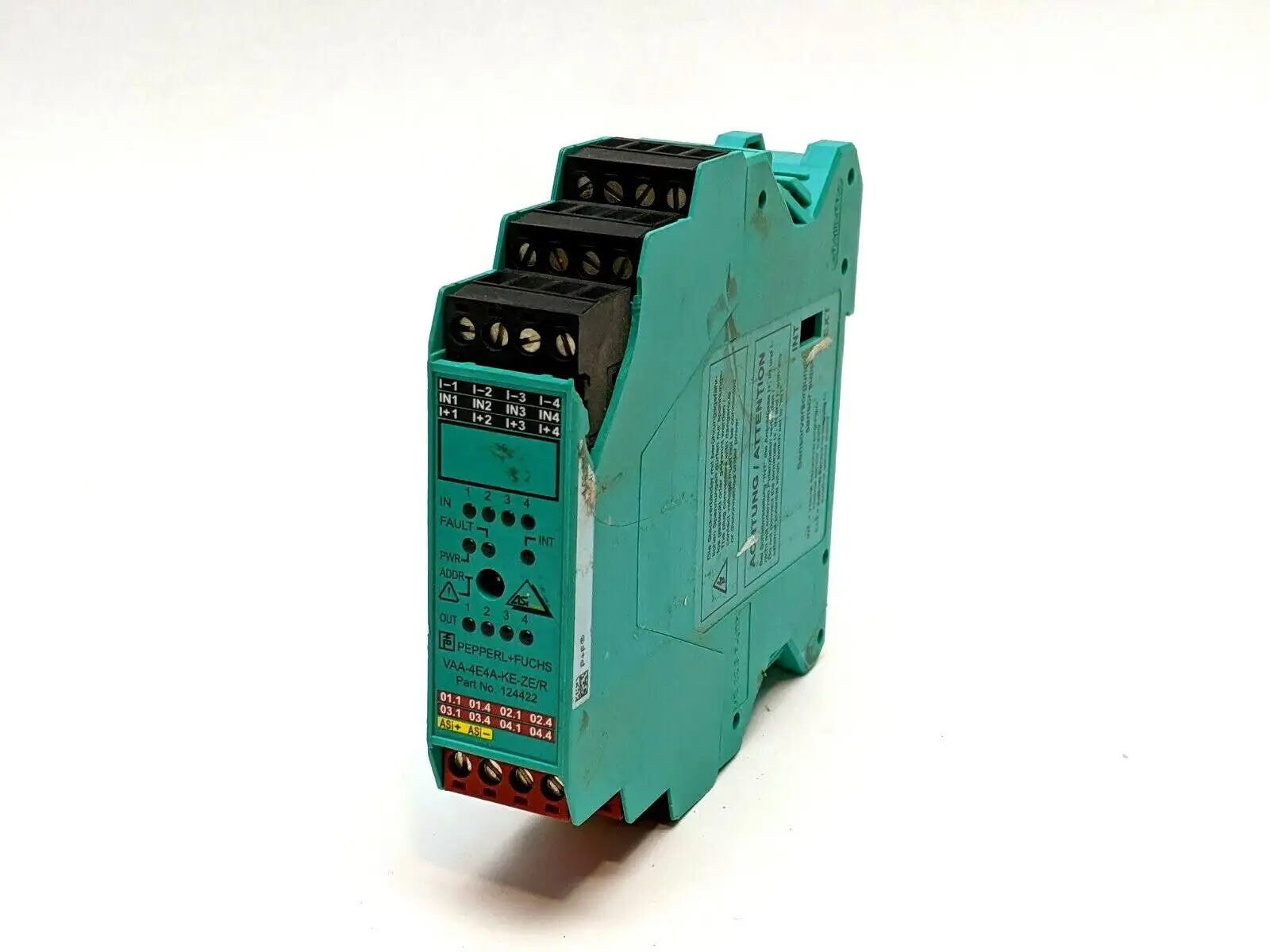 VAA-4E4A-KE-ZE/R,124422 | Pepperl+Fuchs VAA-4E4A-KE-ZE/R AS-Interface Sensor/Actuator Module 124422 - For parts or not working