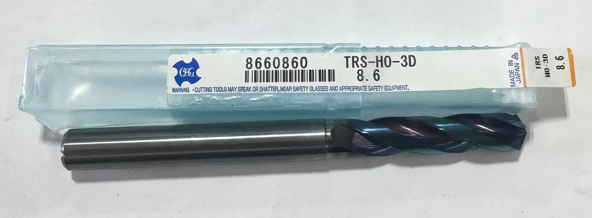 OSG 8.6mm Solid Carbide Drill 3 Flute Multi-Cr Layer Coating